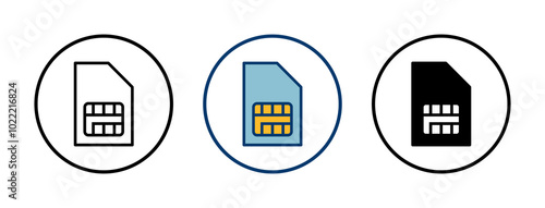 Sim card icon vector isolated on white background. Mobile slot icon. Mobile cellular phone sim card chip.