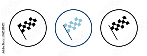 Race flag icon vector isolated on white background. Competition sport flag line vector icon. Racing flag. Start finish flag. Checkered. Start