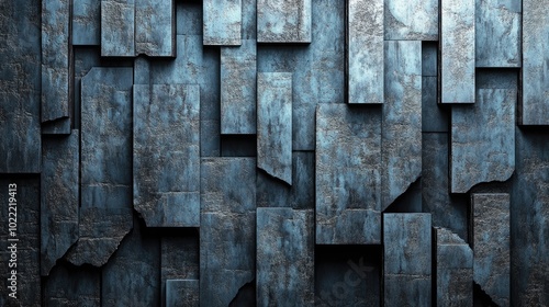 Abstract Blue and Gray Textured Rectangular Wall