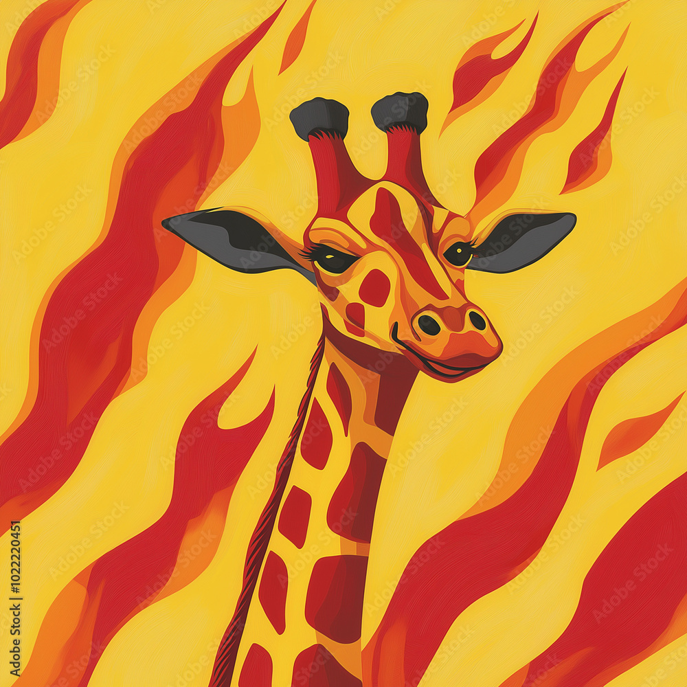 Φωτογραφία Grand Racecar Driver Giraffe Striped with Fiery Orange: Speed and Grace