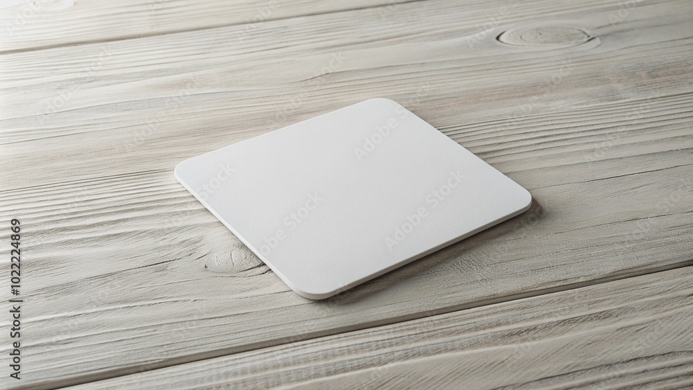 Isolated white square coaster mockup on a clean white wooden table, providing a neutral background for showcasing custom designs and branding ideas in a modern setting. Isolated white square coaster mockup on a clean white wooden table, providing a neutral background for showcasing custom designs and branding ideas in a modern setting.