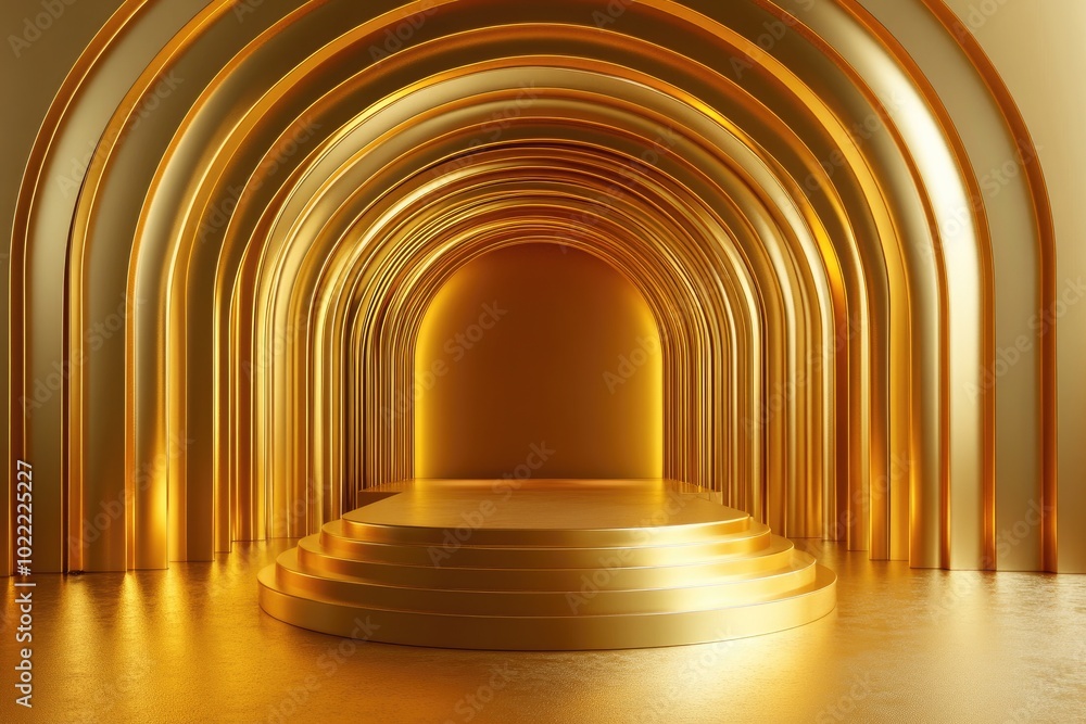 Obraz premium Golden Arches and Platform with Abstract Background