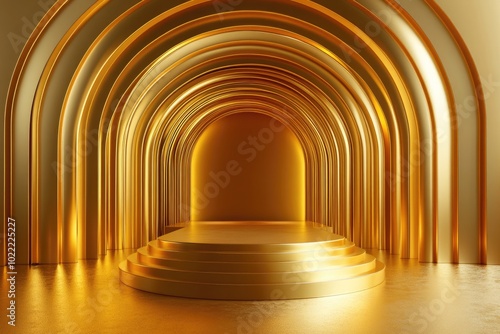 Golden Arches and Platform with Abstract Background