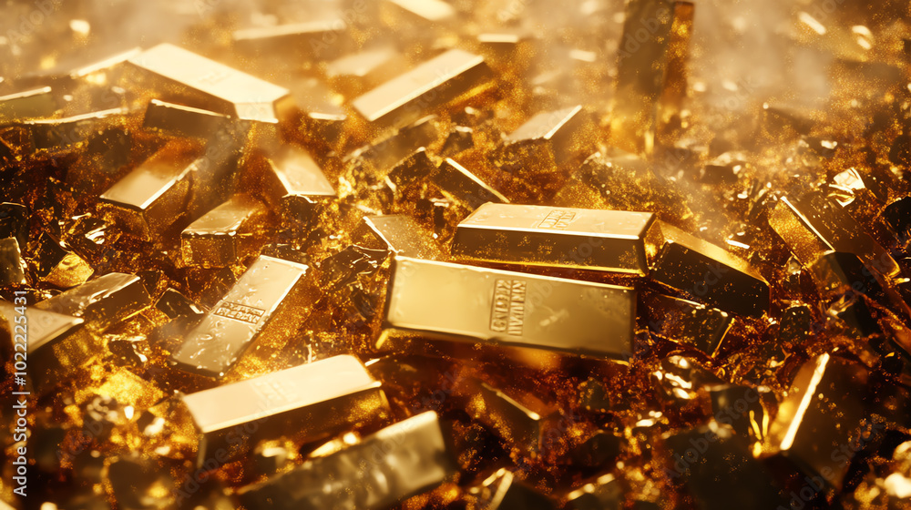 A close-up view of gleaming gold bars stacked together, representing wealth and luxury, ideal for financial and investment themes. A close-up view of gleaming gold bars stacked together, representing wealth and luxury, ideal for financial and investment themes.