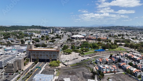 aerial image captures the municipality of Bayamón, Puerto Rico, with a clear view of its City Hall.