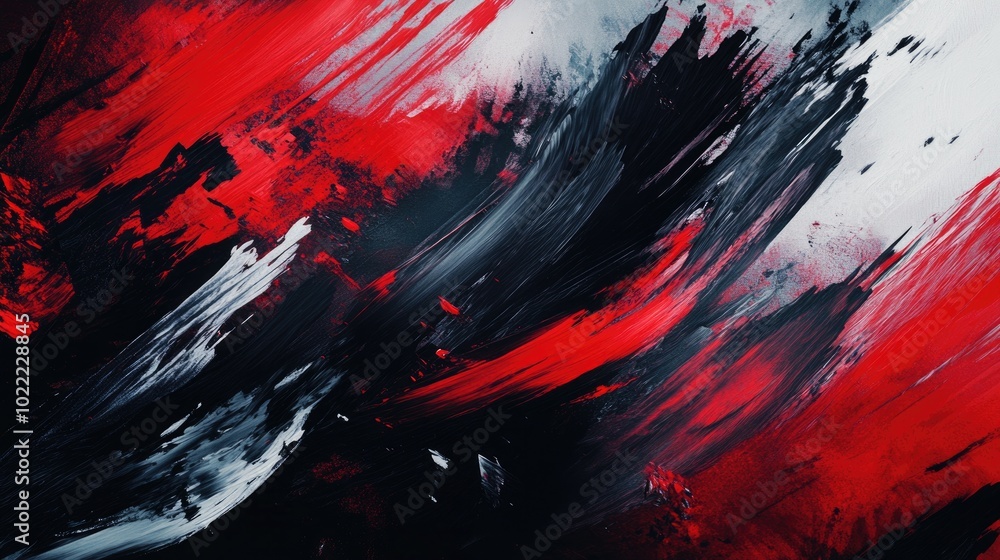Abstract Painting with Red, Black, and White Brushstrokes Abstract Painting with Red, Black, and White Brushstrokes