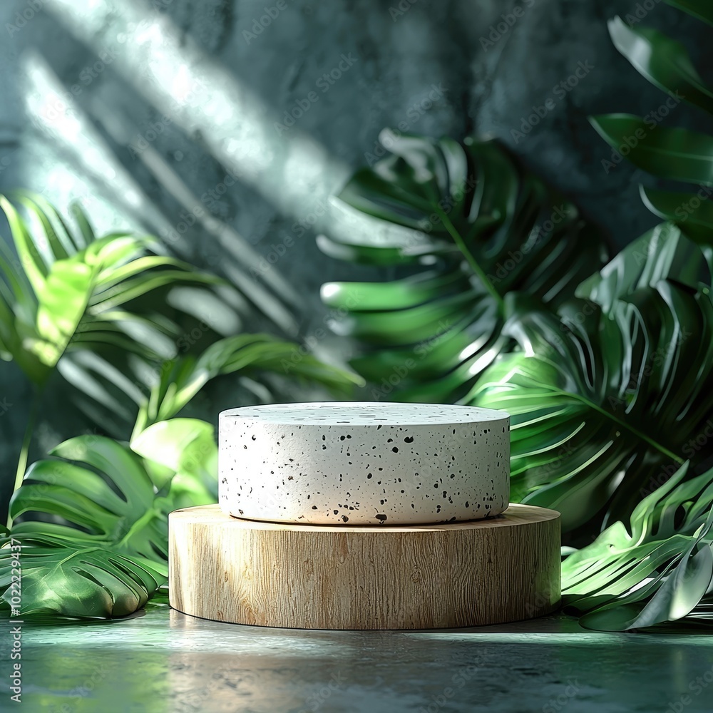 A Minimalist Product Display with Greenery and Natural Elements A Minimalist Product Display with Greenery and Natural Elements