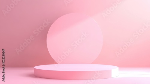 Pink Circular Platform with Oval Background