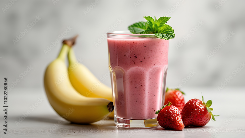 A glass of strawberry and banana smoothie A glass of strawberry and banana smoothie