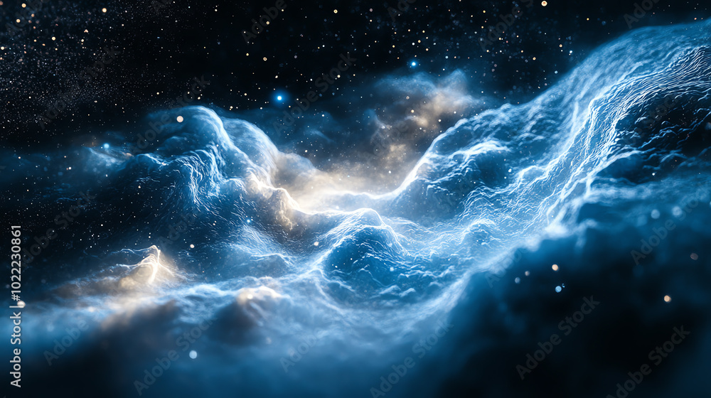 Mystical nebula in deep space, featuring vibrant blues and ethereal clouds of gas and dust, showcasing the beauty of the cosmos. Mystical nebula in deep space, featuring vibrant blues and ethereal clouds of gas and dust, showcasing the beauty of the cosmos.
