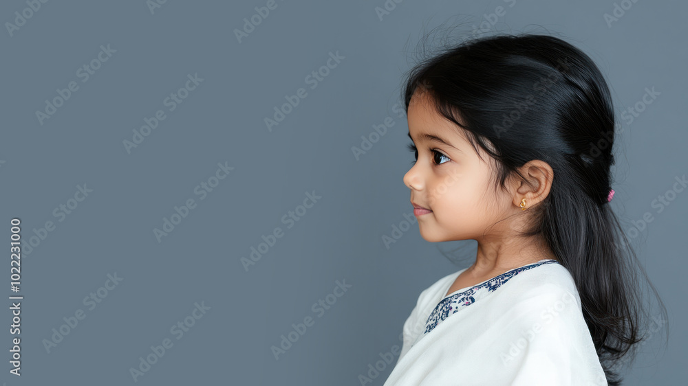 Malay little girl wearing saree indian traditional cloth smile isolated Malay little girl wearing saree indian traditional cloth smile isolated