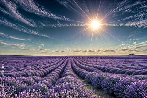 lavender field at sunset photo