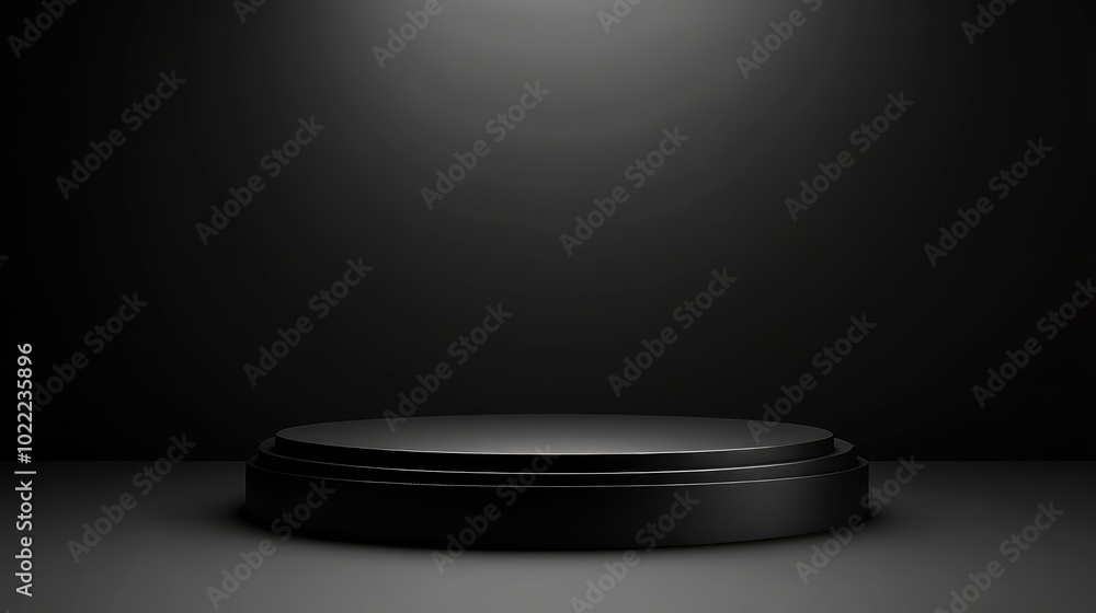 Black Circular Platform with a Single Spotlight Black Circular Platform with a Single Spotlight