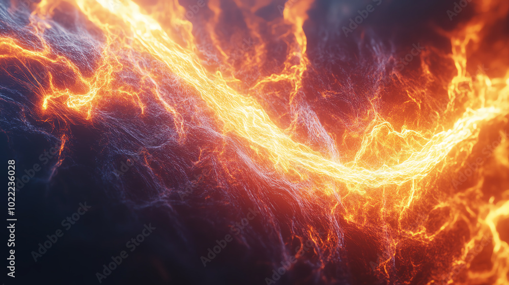 Vibrant electric arcs with dynamic orange and blue hues captured in motion, creating a sense of energy and excitement against a dark background. Vibrant electric arcs with dynamic orange and blue hues captured in motion, creating a sense of energy and excitement against a dark background.