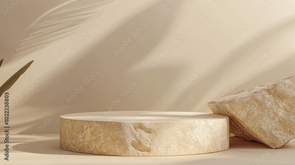 Stone Product Display with Natural Light and Shadow Stone Product Display with Natural Light and Shadow