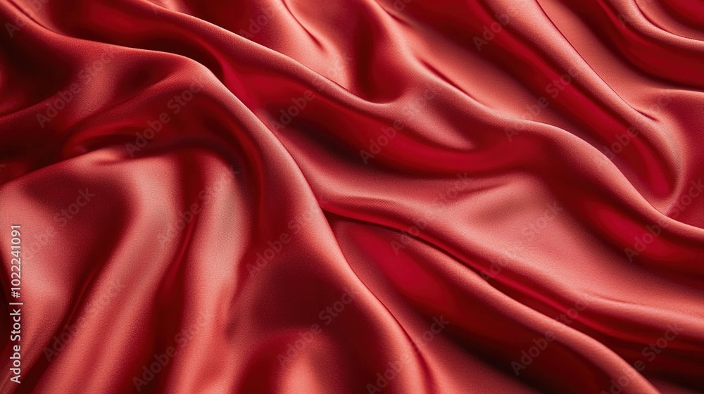 Fototapeta premium Smooth Red Satin Fabric Texture Background
