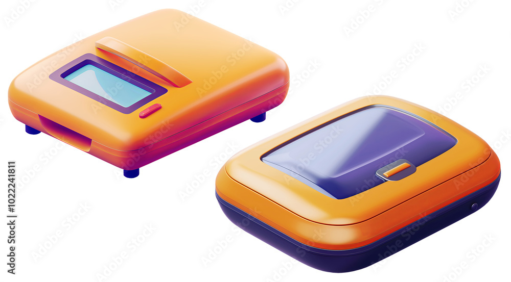 Colorful Scanner Devices with Blue Screens. isolated on transparent background Colorful Scanner Devices with Blue Screens. isolated on transparent background