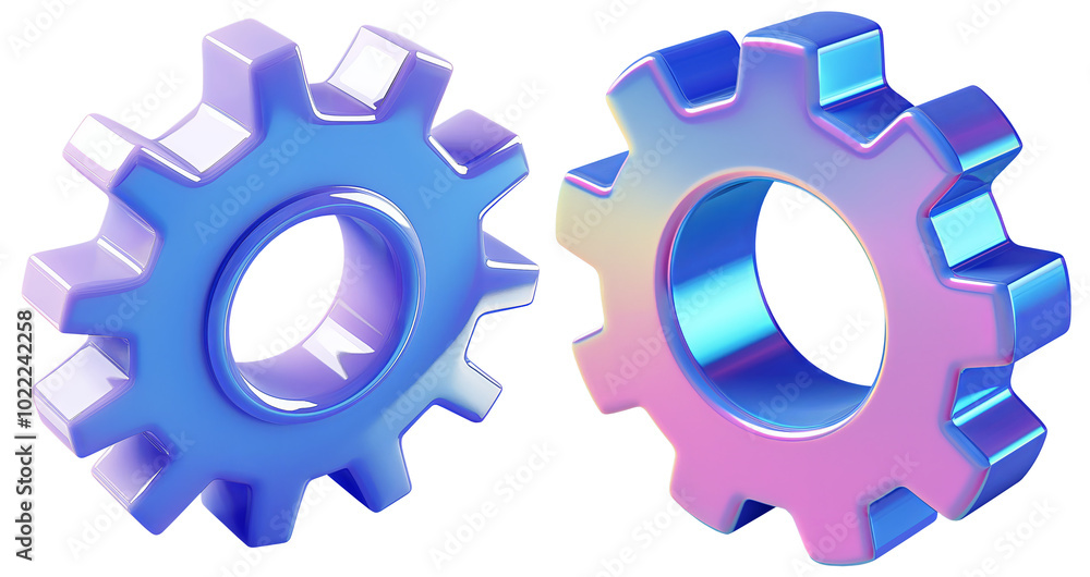 set of colorful gear symbol. 3D Icon Concept set of colorful gear symbol. 3D Icon Concept