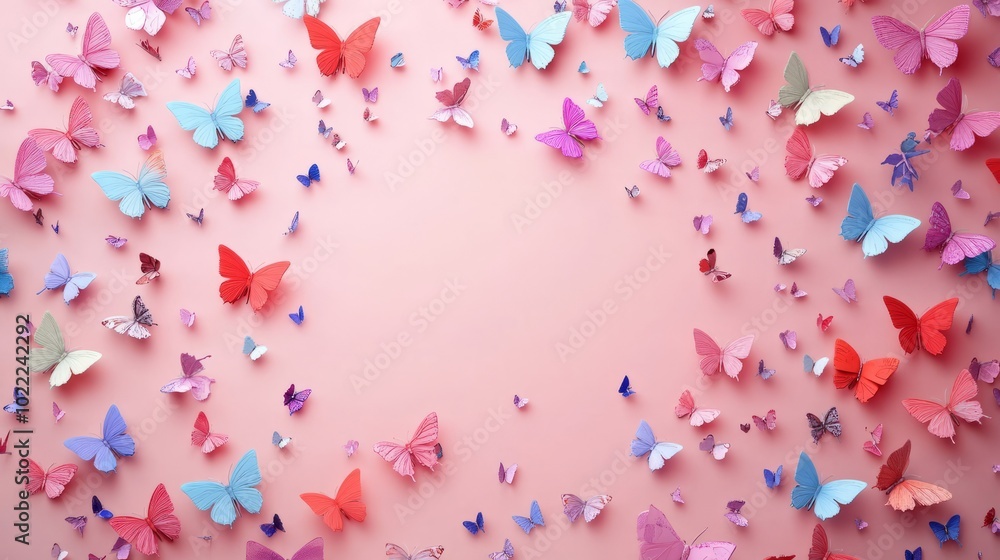 Colorful Butterflies on Delicate Background Colorful Butterflies on Delicate Background