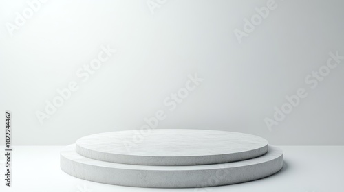 Two Circular White Concrete Platforms on a White Background