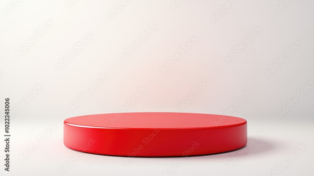 Single Red Circular Platform on White Background Single Red Circular Platform on White Background