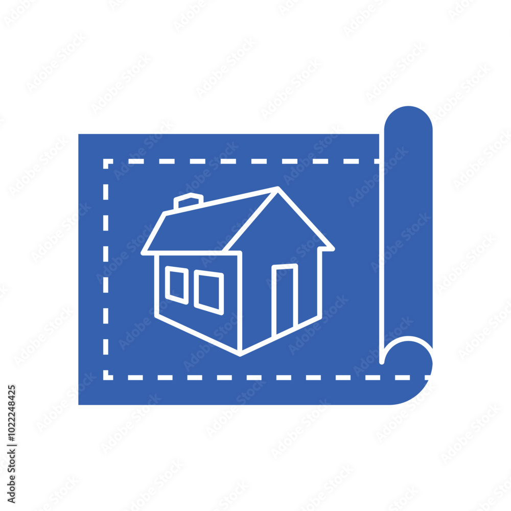 blue print house layout icon flat blue vector design illustration blue print house layout icon flat blue vector design illustration