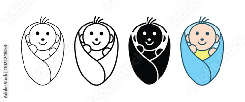 baby swaddle icon set vector design illustration
