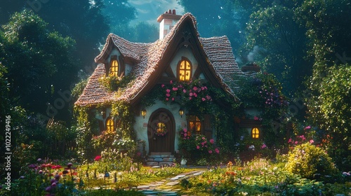 Wallpaper Mural A Cozy Cottage Nestled in a Lush Forest Garden Torontodigital.ca