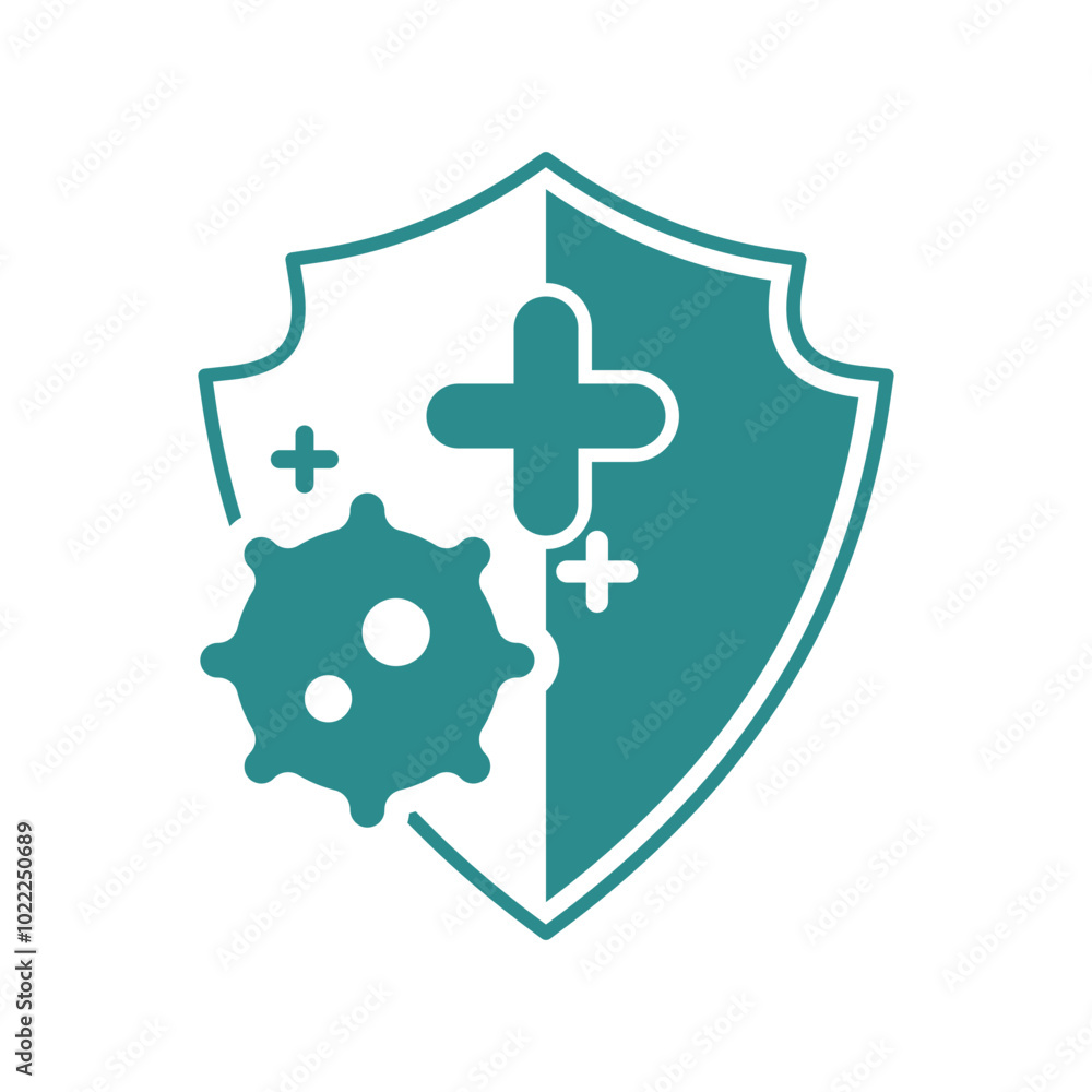 virus disease shield green vector design illustration virus disease shield green vector design illustration