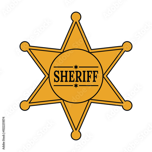 yellow flat sheriff star badge symbol