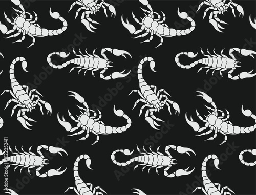 black white scorpion pattern vector design illustration