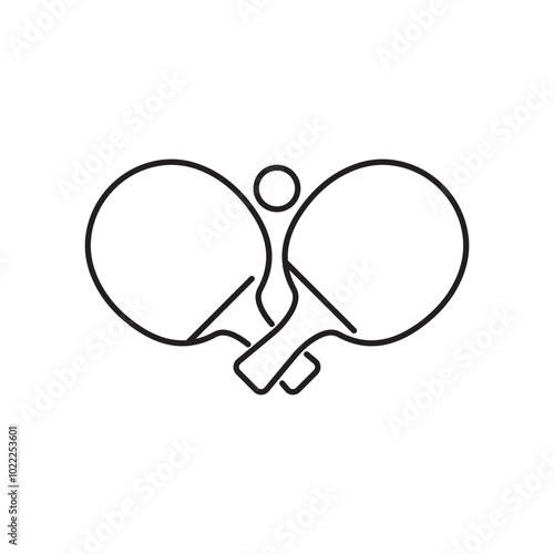 ping pong sport icon logo symbol outline vector design illustration