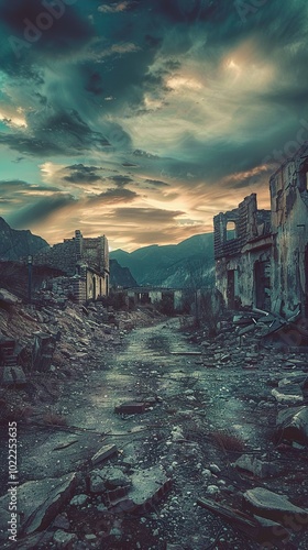 Ruined Cityscape: A Post-Apocalyptic Landscape