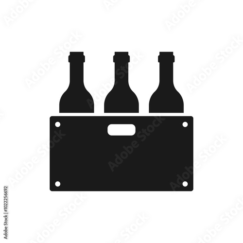 crate bottles vector icon wine box