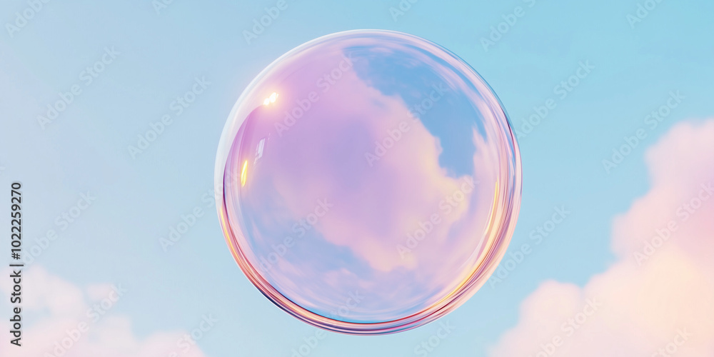 isolated 3D rendered bubble against sunset sky isolated 3D rendered bubble against sunset sky