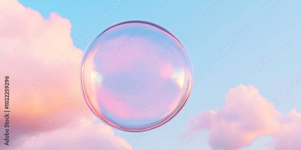 isolated 3D rendered bubble against sunset sky isolated 3D rendered bubble against sunset sky