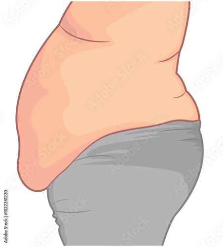 fat belly side view flat design