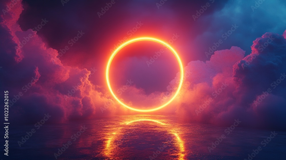 Obraz premium Majestic Sunset with Circular Halo Effect