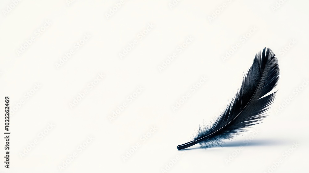 Black feather on a white isolated background. Black feather on a white isolated background.