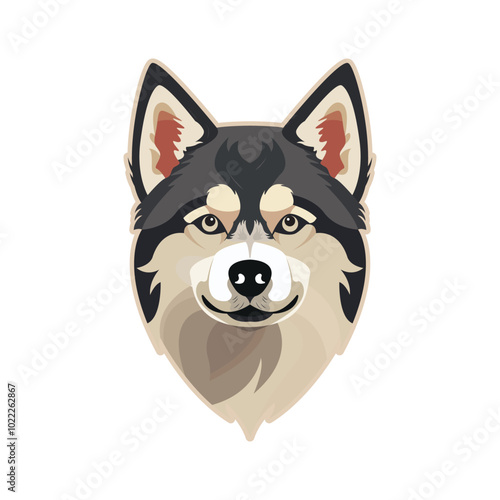 flat design husky dog front face