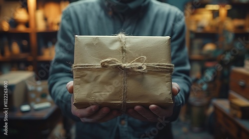 Experiment stopmotion photography to showcase the unboxing experience of a customer receiving a package in the mail photo