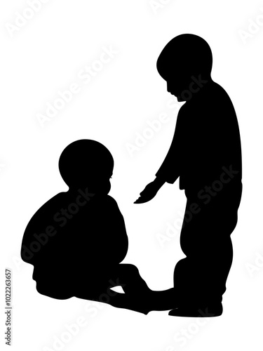 silhouettes of children helping each other