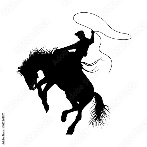 cowboy silhouette with horse and rope