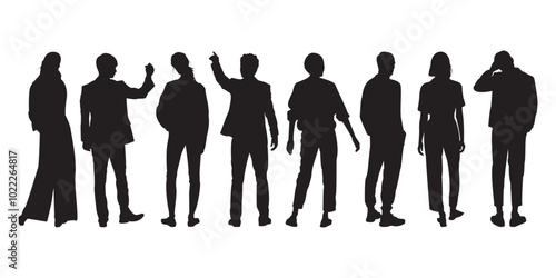 silhouette of man and woman from behind pose pointing at something