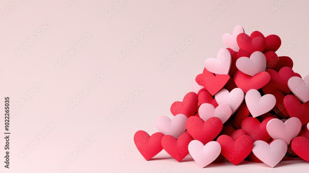 Pink and Red Hearts Pile on Light Pink Background for Valentines Day Pink and Red Hearts Pile on Light Pink Background for Valentines Day