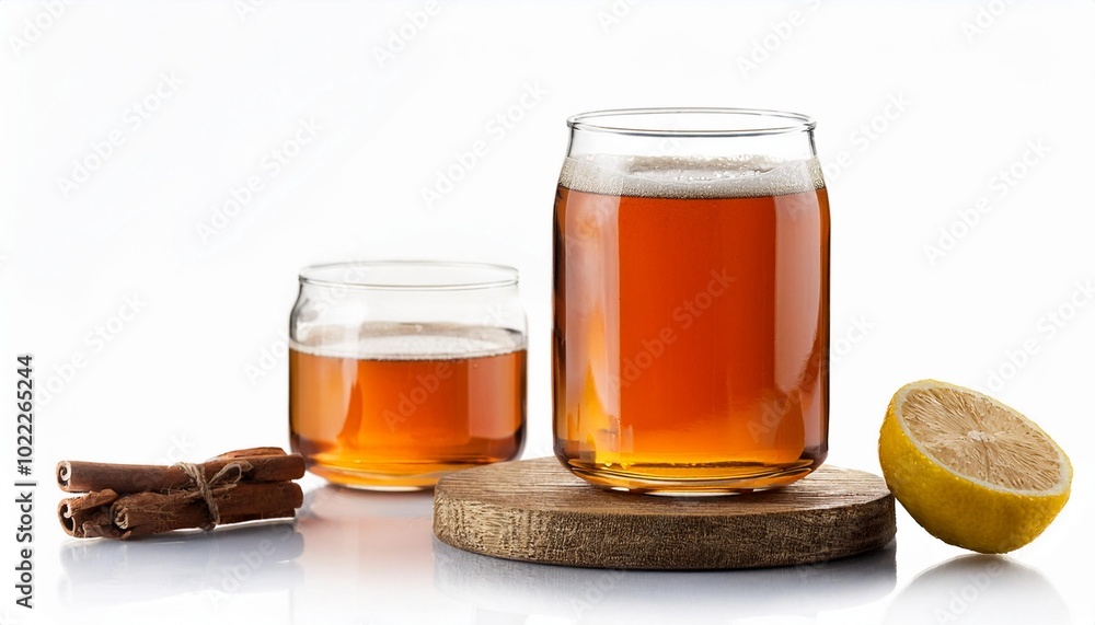 Kombucha on white background isolated. Beverage. Drink. Kombucha on white background isolated. Beverage. Drink.