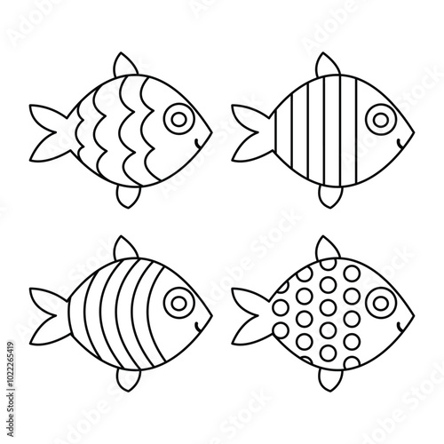 cartoon fish outline drawing
