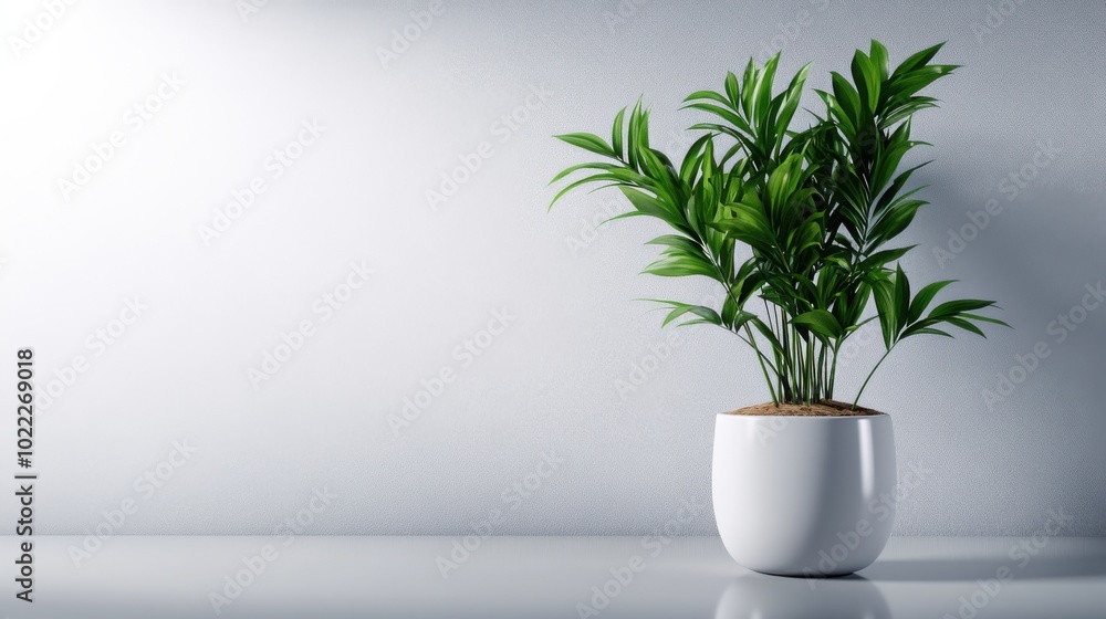 Minimalist Plant in Modern Pot on Elegant Surface Minimalist Plant in Modern Pot on Elegant Surface