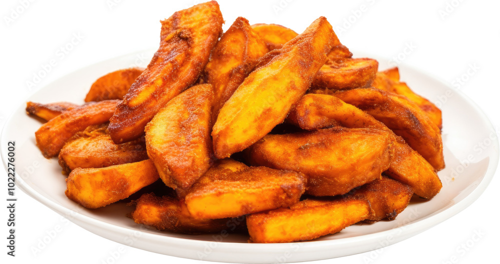 Kelewele or Aloco Spicy Fried Plantain on transparent background Kelewele or Aloco Spicy Fried Plantain on transparent background