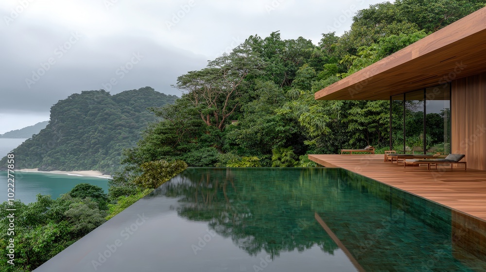 Modern Infinity Pool Villa With Ocean View Lush Tropical Landscape Modern Infinity Pool Villa With Ocean View Lush Tropical Landscape